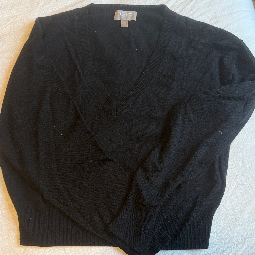 J. Crew women’s cashmere  Black V-Neck Sweater worn once